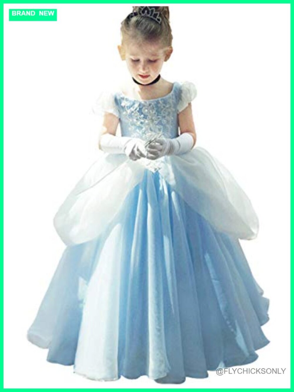 Girls Cinderella Costume Halloween Princess Dress Party Ball Gown Satin Tulle